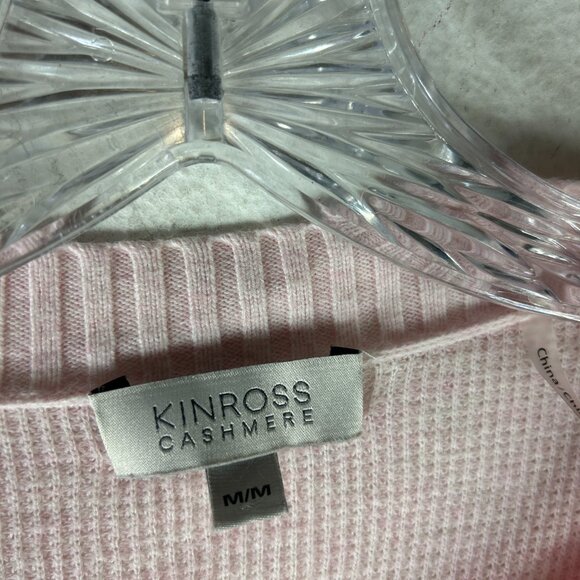 Kinross Sweater Womens medium pink grey Cashmere Crewneck Pullover comfy casual - Picture 2 of 11